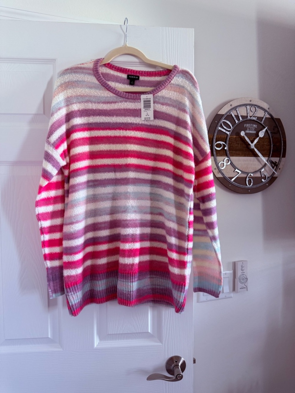 Torrid Pullover Crew Drop Shoulder Multi Stripe Sweater 1 1X 14 16 NWT